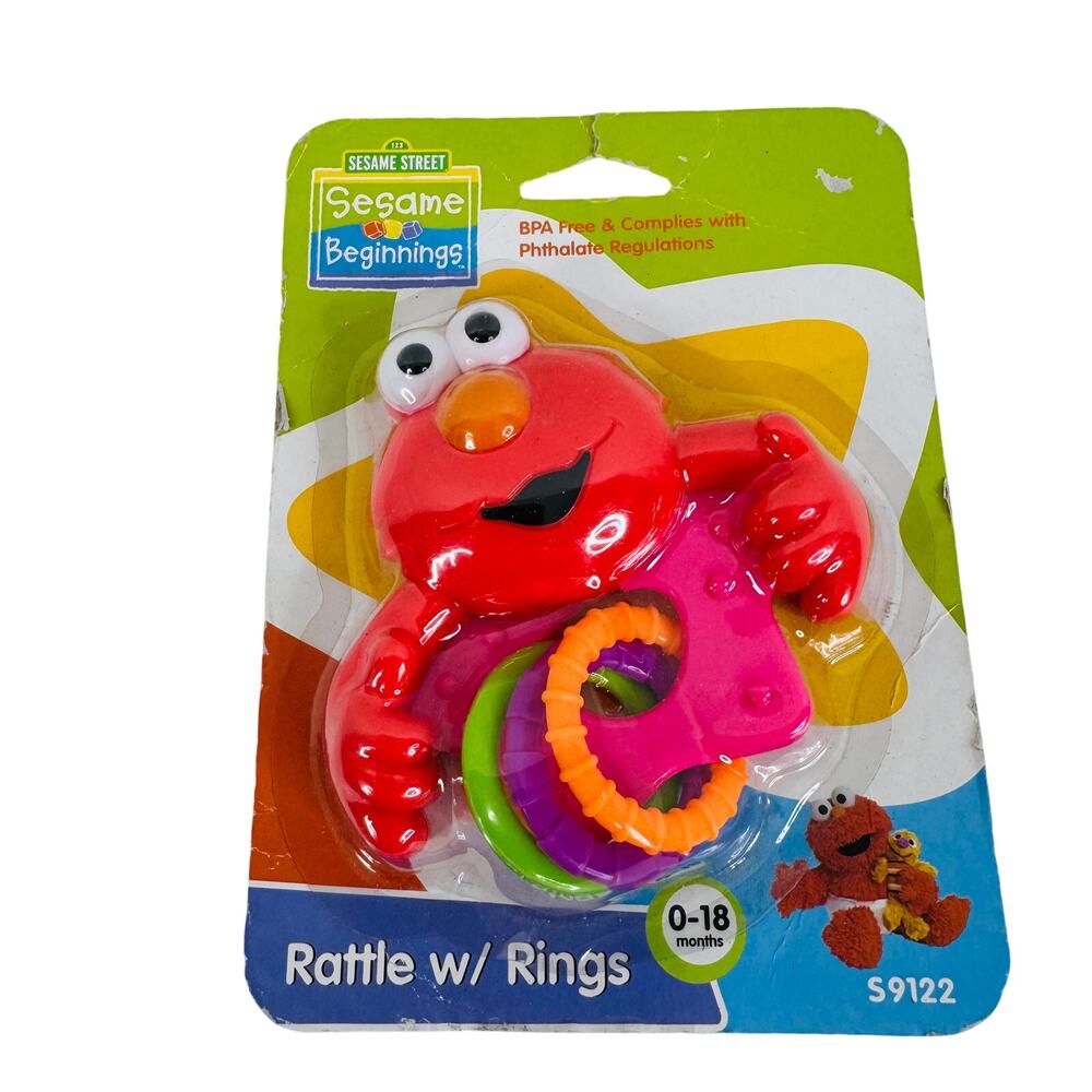 5 for $25| Sesame Street Elmo Rattle w/ Rings